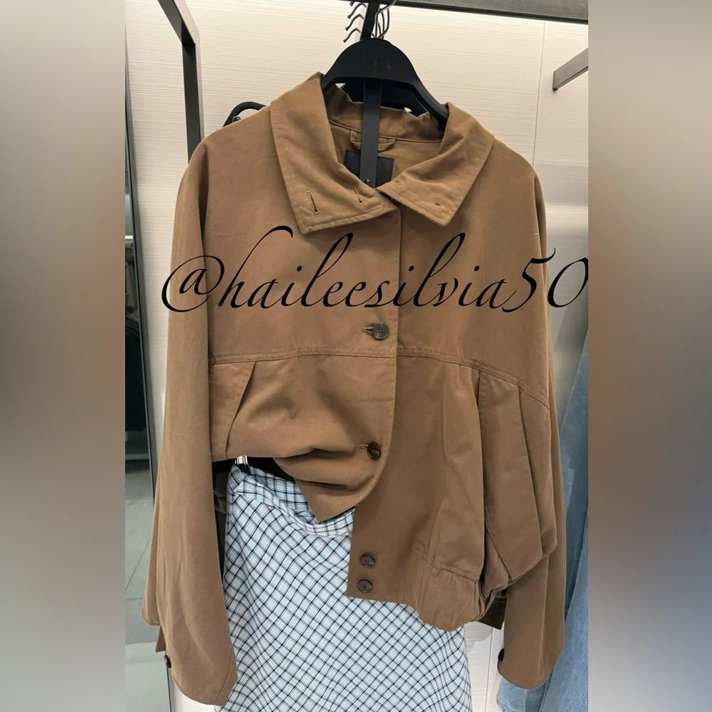 Zara HIGH COLLAR JACKET WITH ELASTIC HEM
